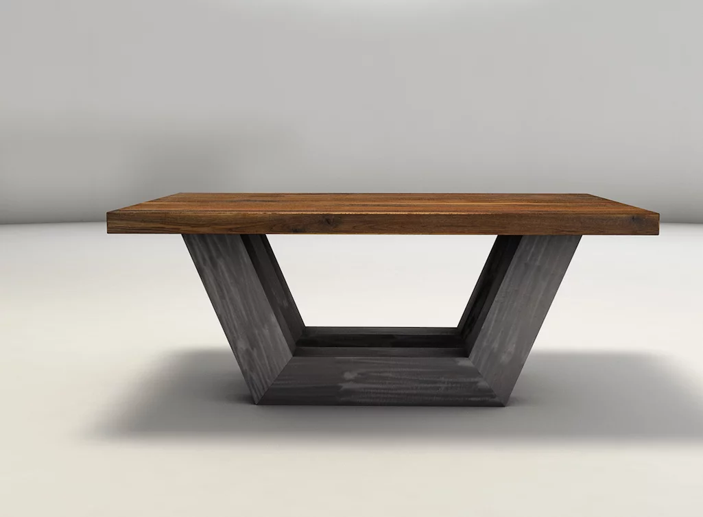 Echtholz Nussbaum Couchtisch: dunkles Holz kombiniert mit Stahlkufen Echtholz Nussbaum Couchtisch: dunkles Holz kombiniert mit Stahlkufen