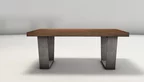 Massivholz Nussbaum Couchtisch mit massiven Stahlkufen gefertigt
