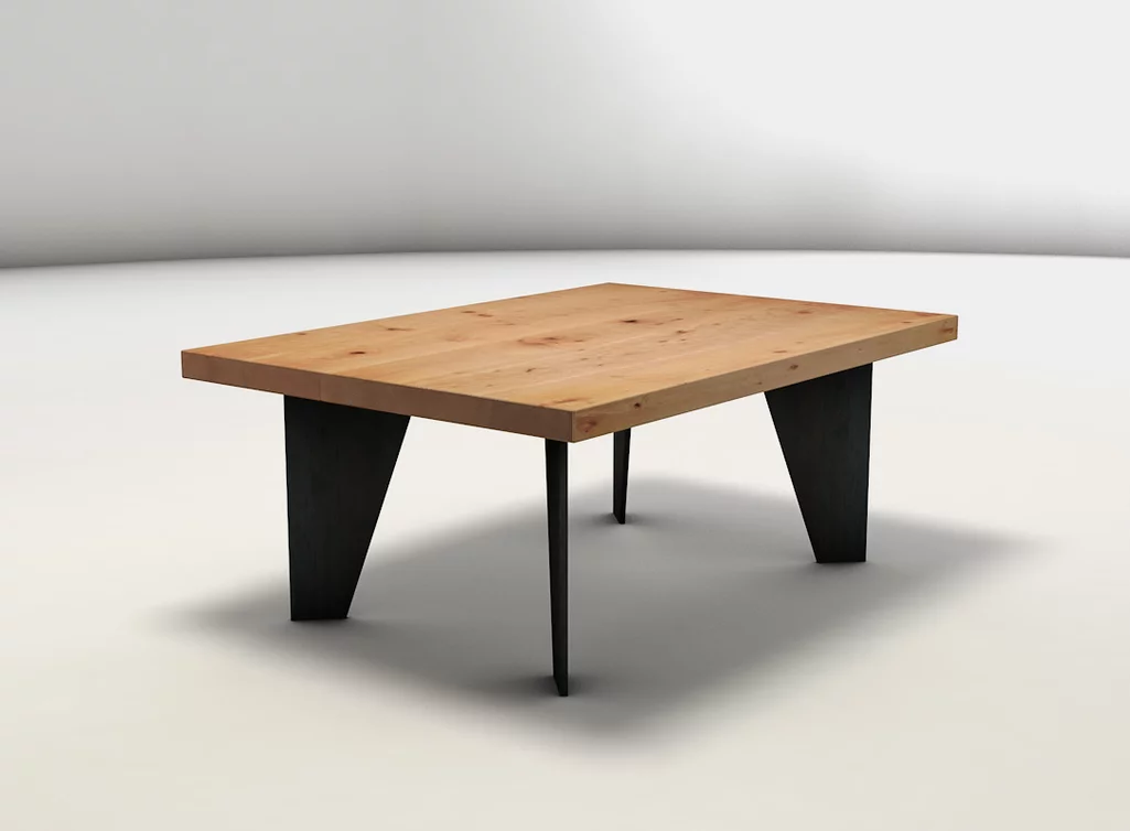 Buche Couchtisch aus Massivholz und Stahlfüßen - DLH7H