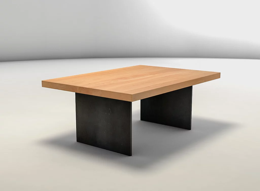 Massiver Wohnzimmertisch aus Buche und Stahl - Modell FDX26