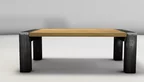 Moderner Couchtisch aus Massivholz Eiche und Stahl
