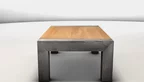 Couchtisch mit Beinen aus Stahl und einer massiven Buchenholz Couchtischplatte