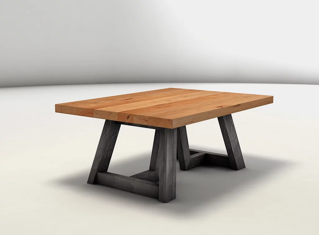 Couchtisch aus Kernbuche modern mit Untergestell aus Stahl - IBK1800-C