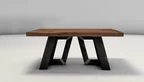 Couchtisch aus Nussbaum modern mit Tischuntergestell aus Stahl
