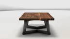 Eleganter Couchtisch aus massivem Nussbaum und einem Gestell aus Stahl