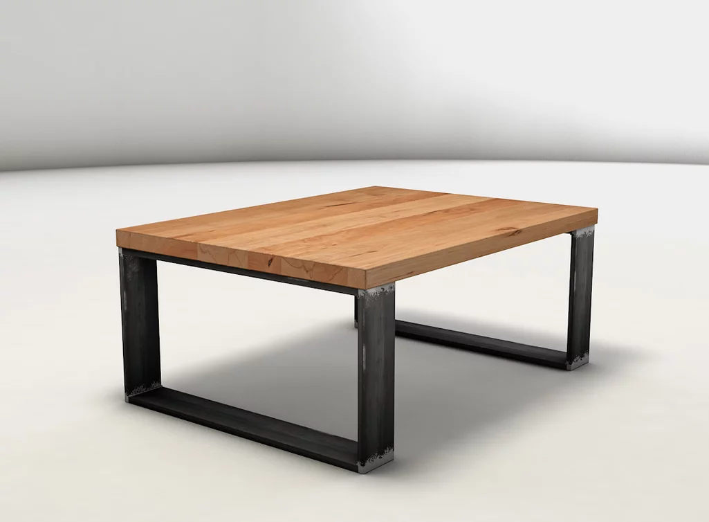Massivholz Kernbuche Couchtisch mit Gestell aus Stahl - Modell KLM2631-C