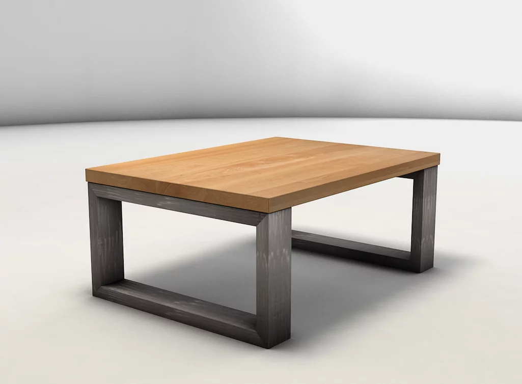 Couchtisch aus Buche mit Metall Gestell auf Maß - Modell KLM3631-C