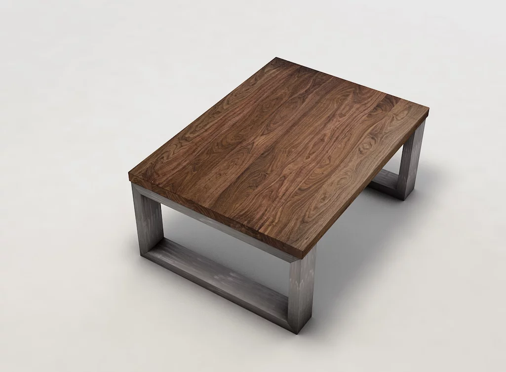 Couchtisch mit Holzplatte aus Nussbaum massiv weitgehend astfrei KLM3631-C Couchtisch mit Holzplatte aus Nussbaum massiv weitgehend astfrei KLM3631-C