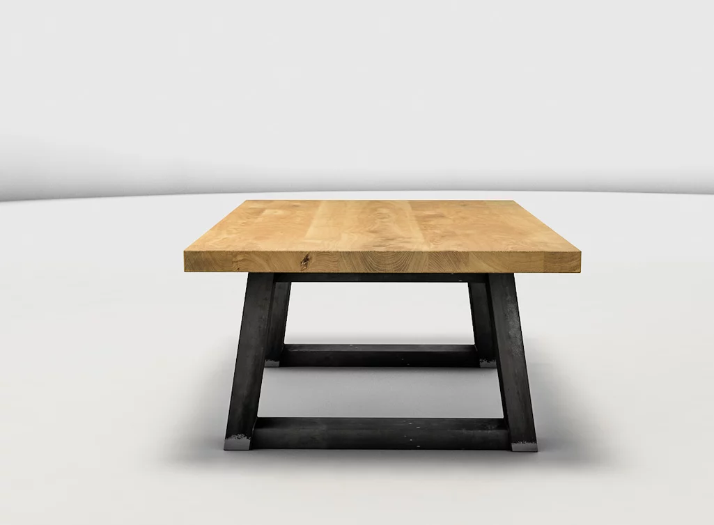 Kufen Couchtisch nach Maß aus Massivholz Eiche und einem Untergestell aus Stahl Kufen Couchtisch nach Maß aus Massivholz Eiche und einem Untergestell aus Stahl