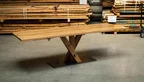 Eiche Massivholz Esstisch mit Ansteckplatte und Mittelfuß Tischuntergestell - THY10-T