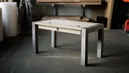 Rückseitenansicht Eiche Massivholz Schreibtisch in Weiss-Wash