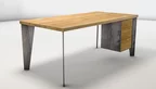 Massiver Schreibtisch aus Eichenholz und Stahlbeinen - DLH7H-ST