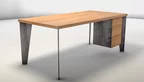 Computertisch Buche aus massivem Echtholz und Stahlbeinen DLH7H-ST