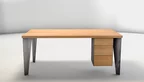 Buche Schreibtisch mit Stahlbeinen und Schubladencontainer konfigurierbar