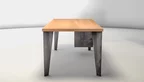 Buchenholz Schreibtisch mit Massivholzplatte und konisch zulaufenden Stahlbeinen