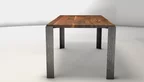 Massiver Schreibtisch - Dunkles Holz vom Nussbaum kombiniert mit Stahlbeinen