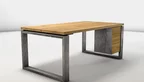 Schreibtisch mit Metallkufen und Echtholz Eiche Tischplatte LH837-ST
