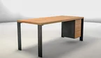 Im filigranen Style designter Computertisch Buche massiv mit Stahlbeinen LJ60-ST