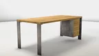 Eichenholz Schreibtisch mit Massivholzplatte und Stahlbeinen - LJ60-ST