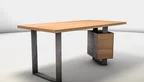 Buchenholz Schreibtisch mit Schubkästen an Stahlkufe A600-ST