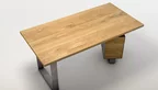 Schubladenschreibtisch mit massiver Eiche Tischplatte aus Ast- und Splintholz gefertigt