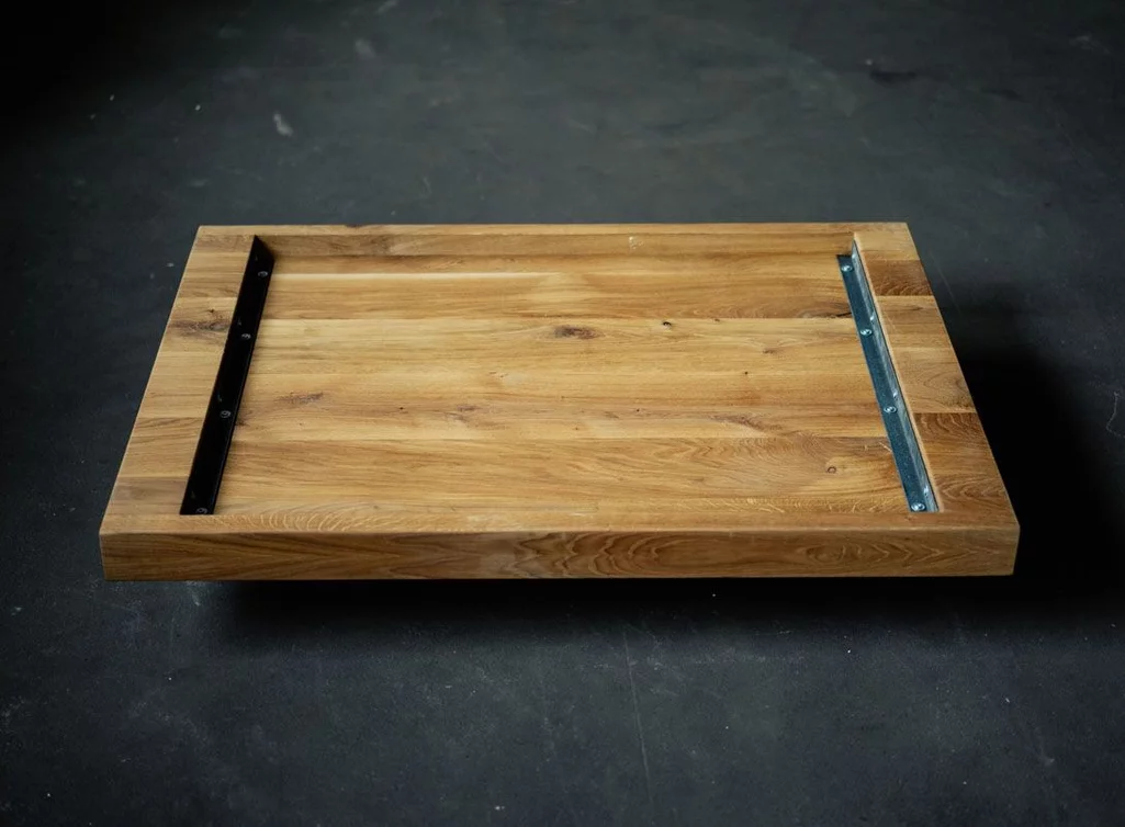 Unterseiten Betrachtung Double-Up Holztischplatte aus Eiche massiv