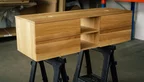 Waschboard aus Eichenholz mit Schubladen und Fächer