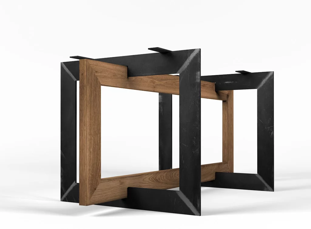 Tischgestell nach Maß Holz und Stahl in verschiedenen Oberflächen erhältlich Tischgestell nach Maß Holz und Stahl in verschiedenen Oberflächen erhältlich