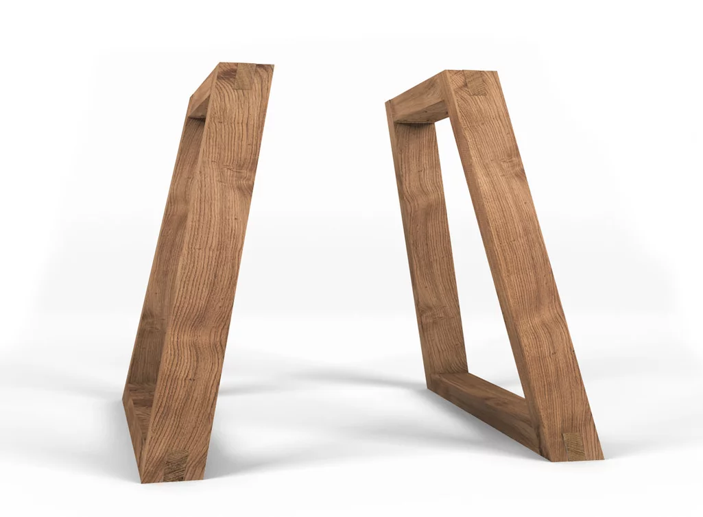 Seitenansicht der Tischkufen aus Holz für den perfekten Überblick. Seitenansicht der Tischkufen aus Holz für den perfekten Überblick.
