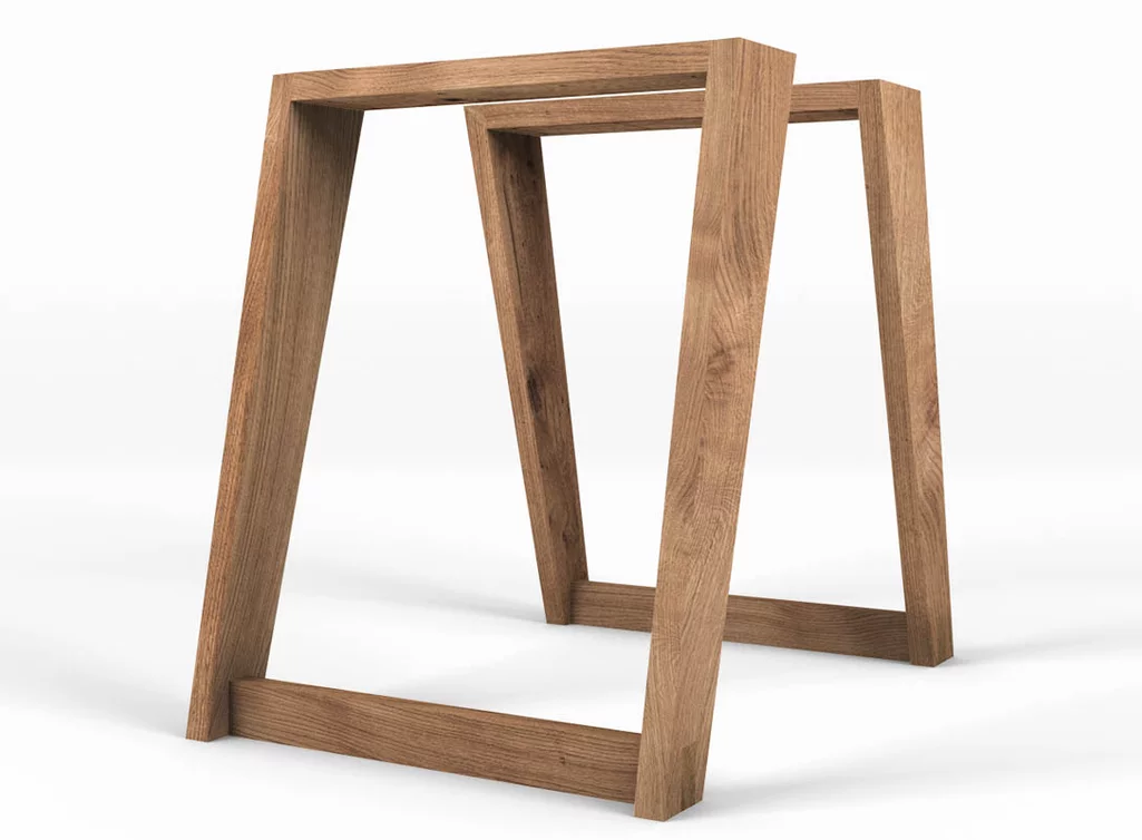 Holztischkufen in frontaler Ansicht in massiver Ausfürhung. Holztischkufen in frontaler Ansicht in massiver Ausfürhung.