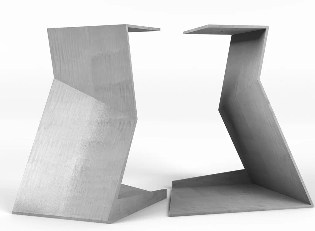 Stahl Tischgestell Design nach Maß Rück - und Seitenansicht Stahl Tischgestell Design nach Maß Rück - und Seitenansicht