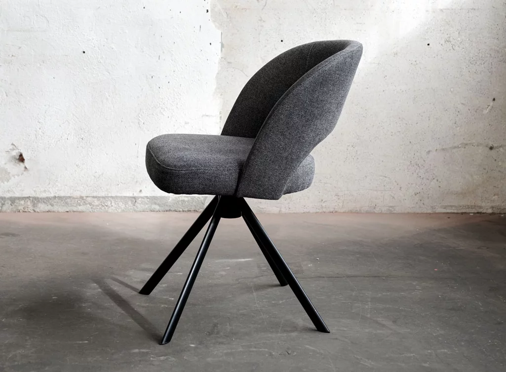 Esszimmer Drehstuhl aus Stoff und Metall