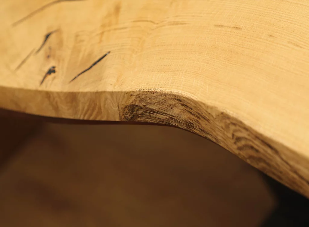 Tisch Holzscheibe aus Eiche massiv in 204cm Länge, Unikat Nr. 303